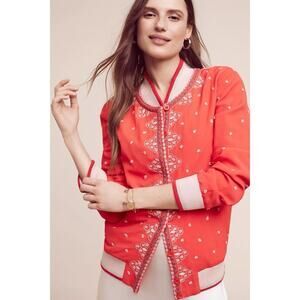 Anthropologie Conditions Apply Arabella Embroidered Bomber